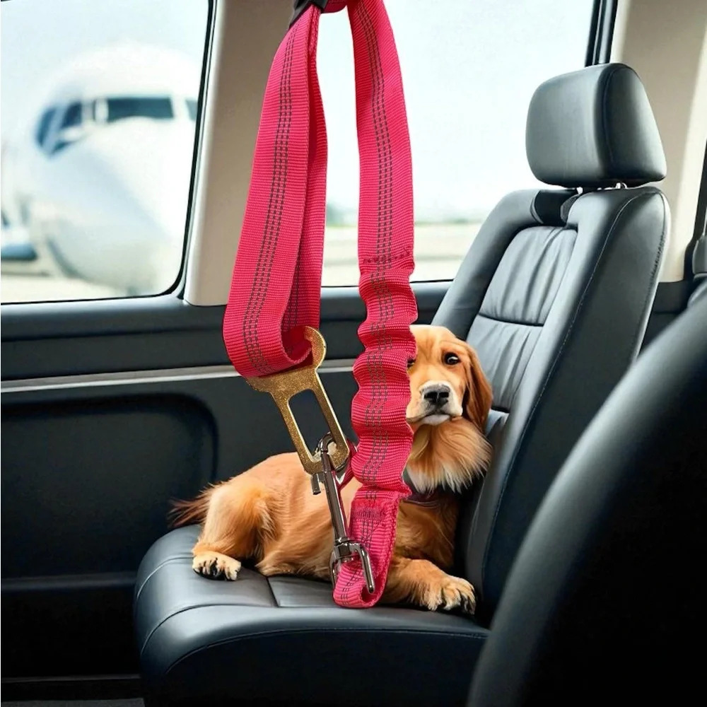 Adjustable Pink Dog Car Seat Belt
